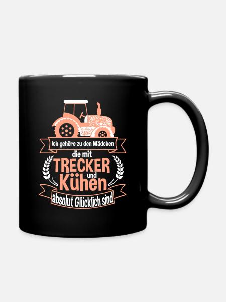 Landwirtin Bäuerin Spruch Trecker und Kühe Mädchen - Tasse einfarbig - Schwarz