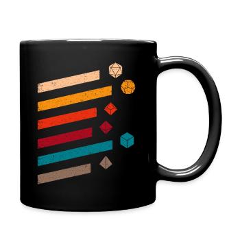 Vintage Polyhedral D20 Dice Set Nerdy Minimalist - Full Colour Mug - black - Right