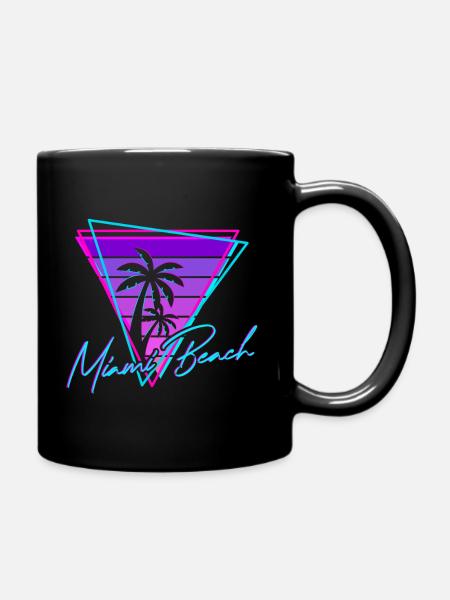 Retro Miami Beach Vintage 80s Beach Gift - Full Colour Mug - black