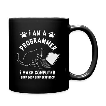 Programmer Cat Programmierer Computer Katze - Tasse einfarbig - Schwarz - Rechts