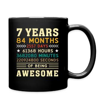 7 years 84 months 2557 days birthday gift - Full Colour Mug - black - Right