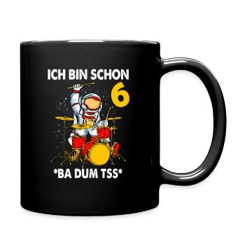 Kinder Schlagzeugspieler 6. Geburtstag 6 Jahre - Tasse einfarbig - Schwarz - Rechts