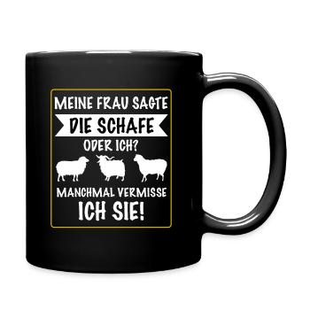Schaf Schafe Hirte Schäfer Schafbesitzer Geschenk - Tasse einfarbig - Schwarz - Rechts
