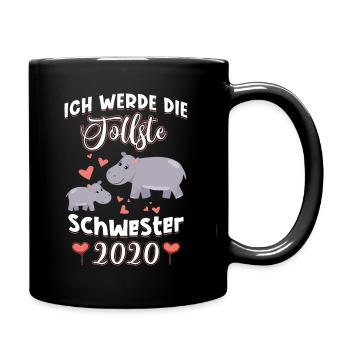 Ich werde die tollste Schwester 2020 Nilpferd - Tasse einfarbig - Schwarz - Rechts