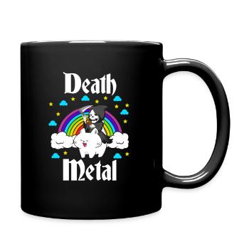 Death Metal Katze Regenbogen Sensenmann Musik - Tasse einfarbig - Schwarz - Rechts