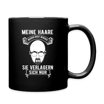 Glatzkopf Haare lustiger Glatzen Spruch Geschenk - Tasse einfarbig - Schwarz - Rechts