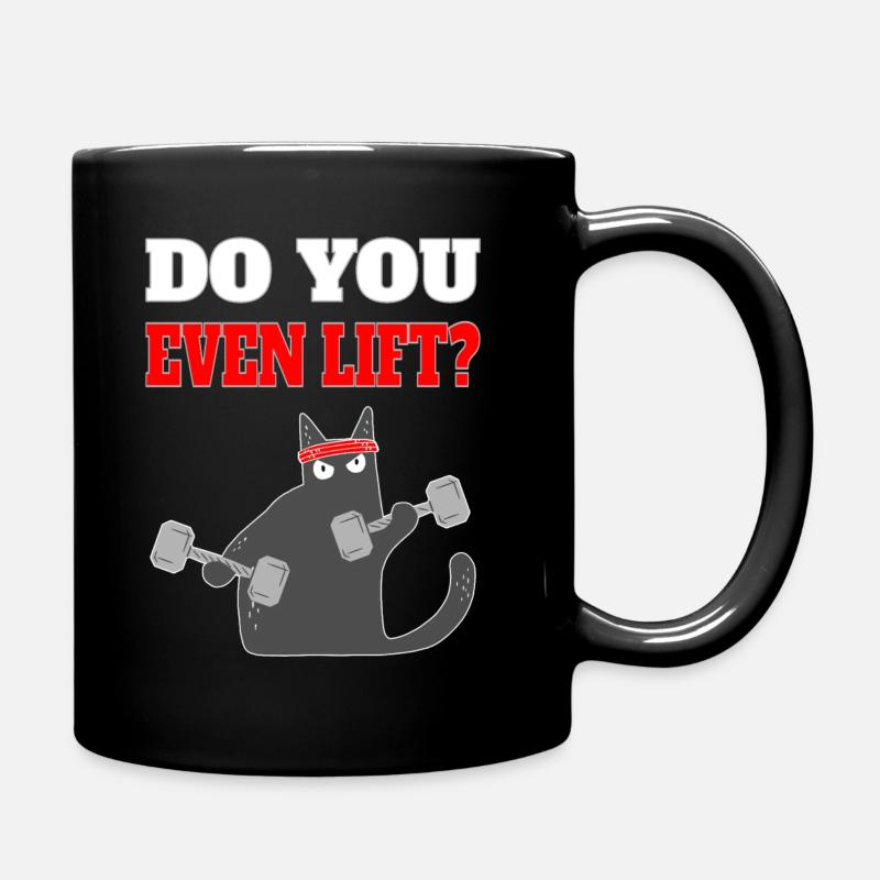 Chat drôle et cool avec un dicton: vous soulevez-vous même? - Mug uni - noir