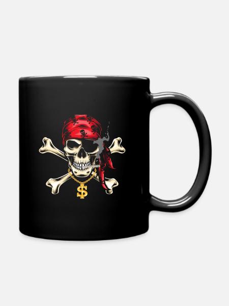 Piraten Kinder Kostüm Totenkopf Hip Hop Goldkette - Tasse einfarbig - Schwarz