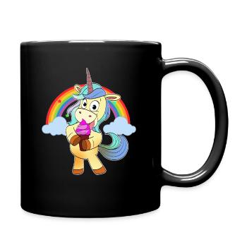 Einhorn mit Eiscreme Trend Mädchen Rosa Lila - Tasse einfarbig - Schwarz - Rechts