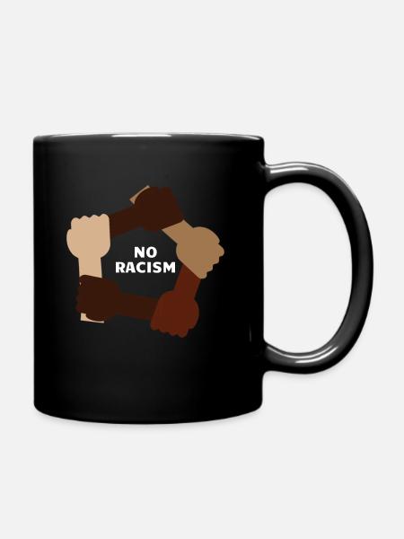 No place for racism - people equal - Full Colour Mug - black