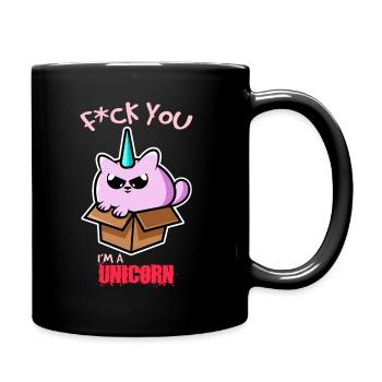 Fuck you I'm a unicorn - Full Colour Mug - black - Right
