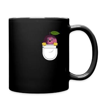 Lustig Pflaumen Brusttasche Obst Vegan Geschenk - Tasse einfarbig - Schwarz - Rechts