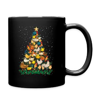 Christmas Chickens Pine Tree Funny Chicken T Shirt - Full Colour Mug - black - Right