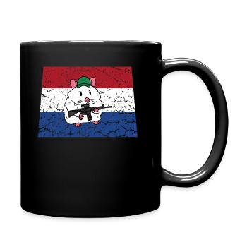 Hamster soldier Netherlands military rifle shooter - Full Colour Mug - black - Right