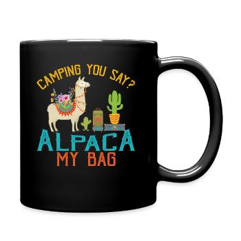 Camping You Say Alpaca My Bag Funny Llama Shirt - Mug uni - noir - Droite