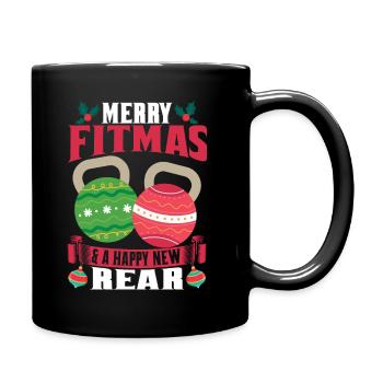 Merry Fitmas Happy New Rear Christmas T Shirt - Full Colour Mug - black - Right