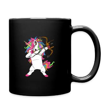 Tir à l'arc de licorne tamponnant - Mug uni - noir - Droite