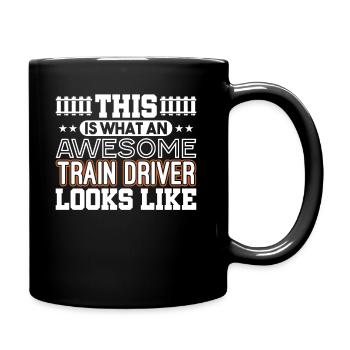 Conducteur de train - Mug uni - noir - Droite