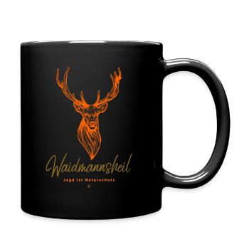 Jäger T-Shirt-Waidmannsheil-Jagen ist Naturschutz - Tasse einfarbig - Schwarz - Rechts