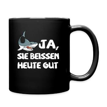 Haifisch Lustig Angeln Angler Fisch Sport Hobby - Tasse einfarbig - Schwarz - Rechts