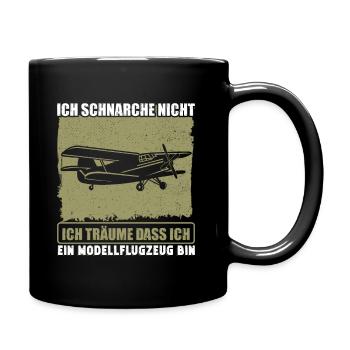 Ich schnarche nicht Modellflugzeug Modellflieger - Tasse einfarbig - Schwarz - Rechts