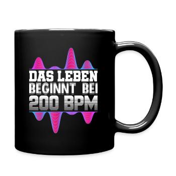 200 BPM Techno Uptempo Rave Geschenk - Tasse einfarbig - Schwarz - Rechts