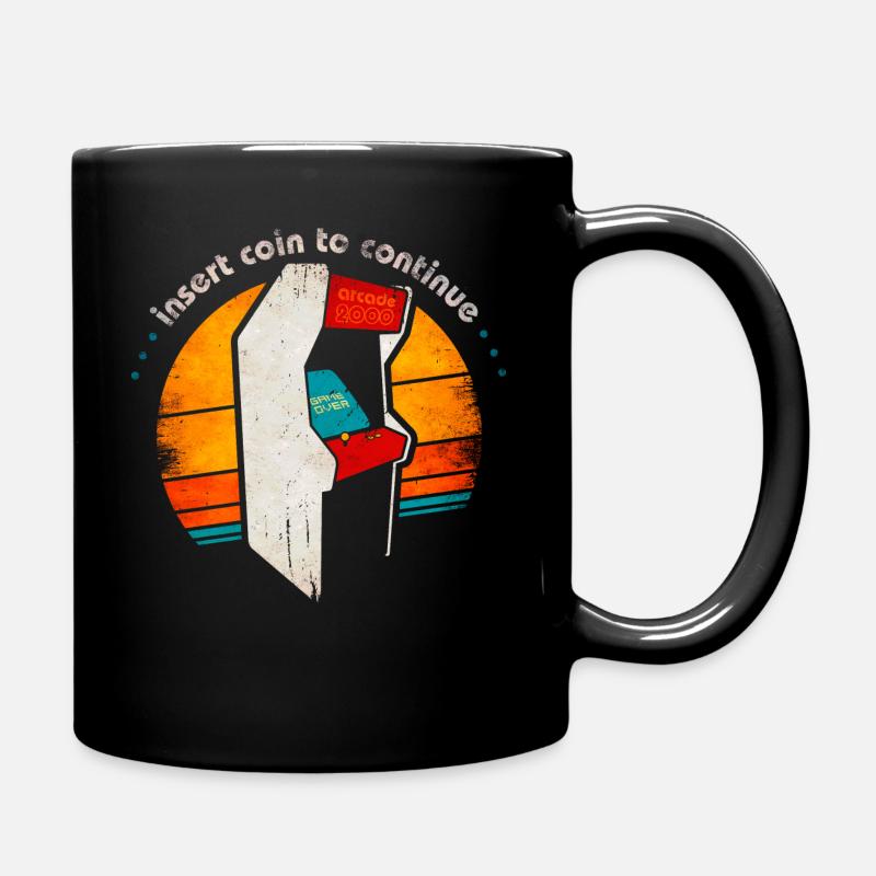 Arcade 80s Retro-Gaming : Insert Coin to Continue - Tasse einfarbig - Schwarz
