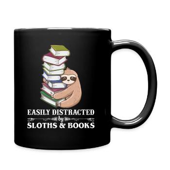 T-shirt facilement distrait par les paresseux et les livres - Mug uni - noir - Droite