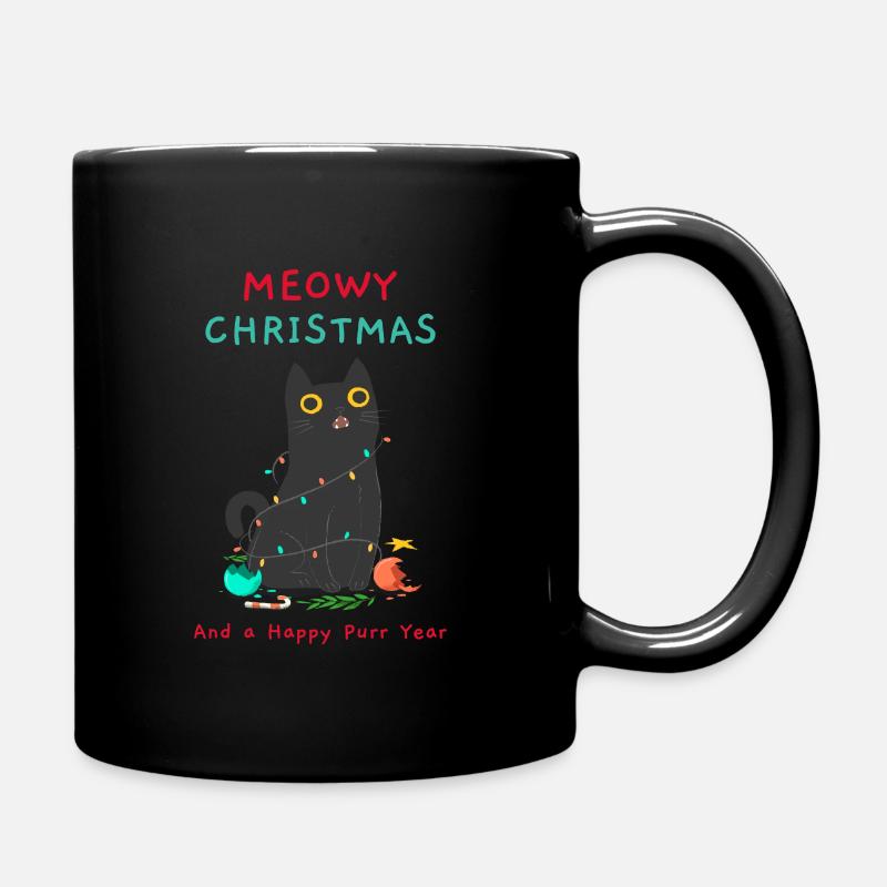 Chat Drôle Noël Meowy Cat Kitty - Mug uni - noir