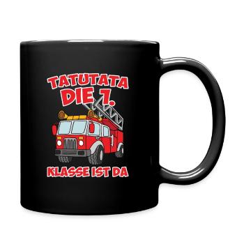 Schulanfang Schulkind 2021 Feuerwehr 1. Klasse - Tasse einfarbig - Schwarz - Rechts