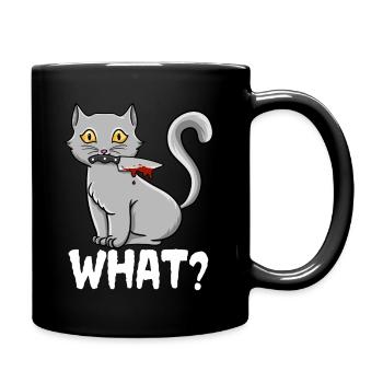 Cat What Funny Black Murderous Cat With Knife - Full Colour Mug - black - Right