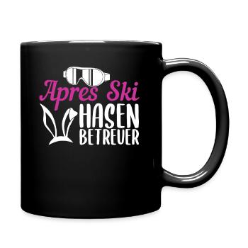 Hüttengaudi Skihaserl Wintersport Skihase Geschenk - Tasse einfarbig - Schwarz - Rechts