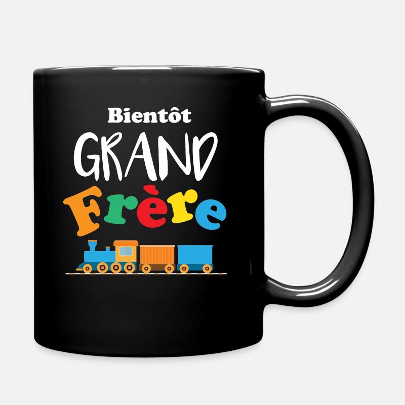 Bientôt grand frère annonce et trains multicolore - Mug uni - noir