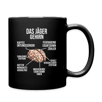 Jäger Gehirn Jagd Drahthaar Hirsch Jagdmeister - Tasse einfarbig - Schwarz - Rechts