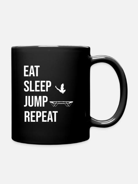 Eat Sleep Jump Repeat Trampoline Jumping Fitness - Full Colour Mug - black