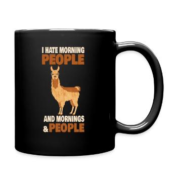 Llama Alpaca Hate People Morning Peopl - Full Colour Mug - black - Right