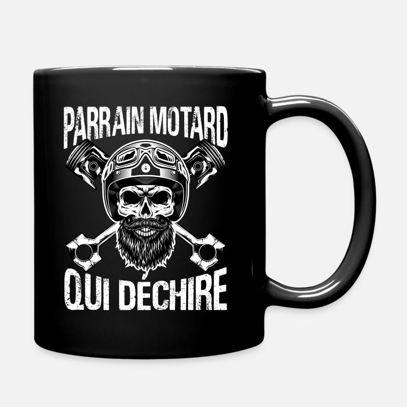 Parrain motard qui déchire annonce baptème cadeau - Mug uni - noir