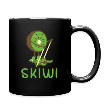 Skiwi Skifahrer Skifahren Kiwi Frucht Wintersport - Tasse einfarbig - Schwarz - Rechts