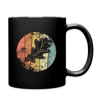 Eiche Eichenblatt Vintage Herbst - Tasse einfarbig - Schwarz - Rechts