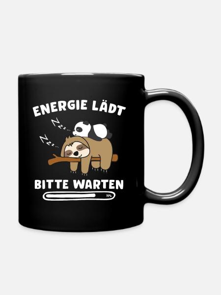 Energie lädt Faultier Pandabär Panda Chiller - Tasse einfarbig - Schwarz
