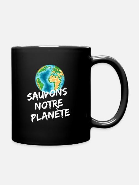 Earth day White save our planet - Full Colour Mug - black