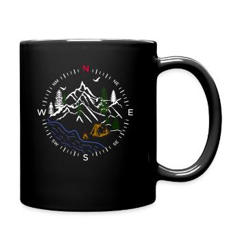 Forest forest compass river camping tent woods nature - Full Colour Mug - black - Right