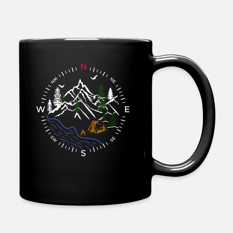 Forest Wald Kompass Fluss Zelten Zelt Wälder Natur - Tasse einfarbig - Schwarz