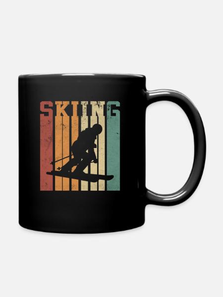 Skiing Skiing Skier Skiing Downhill Ski Slope - Full Colour Mug - black
