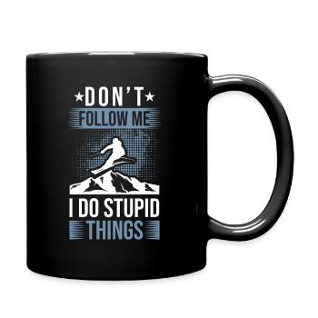 Don't follow me funny ski saying skier mountain - Full Colour Mug - black - Right