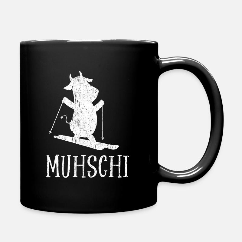 Muhschi Kuh auf Ski Skifahrer Spaß Geschenk - Tasse einfarbig - Schwarz