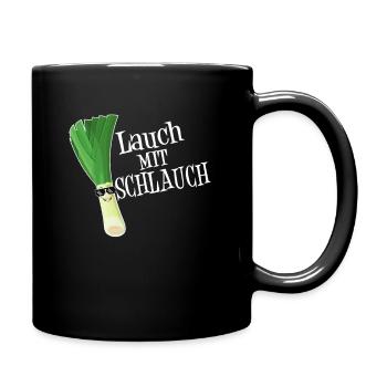 Lauch Mit Schlauch Fitness Lustiges Geschenk Dünn - Tasse einfarbig - Schwarz - Rechts