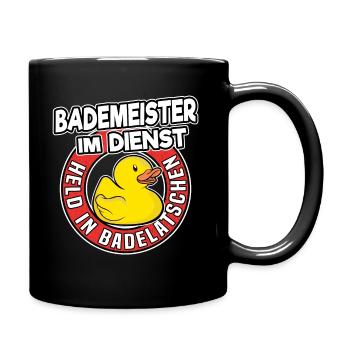 Bademeister Im Dienst Rettungsschwimmer Geschenk - Tasse einfarbig - Schwarz - Rechts