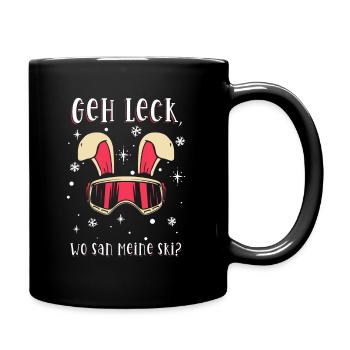 Wo sind meine Ski Skihase Skibunny Skifahrer Hase - Tasse einfarbig - Schwarz - Rechts