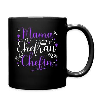 Mama Ehefrau Chefin Herz Muttertag Geschenk - Tasse einfarbig - Schwarz - Rechts
